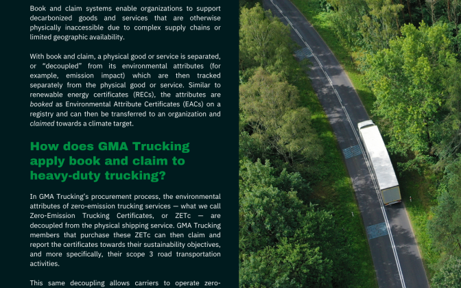 One Pager | Applying a book and claim model to drive decarbonization of heavy-duty trucking